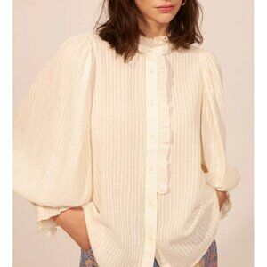 Antik Batik Yvonne Blouse Large Top Mango Victorian-inspired Puffy Sleeves Ruffl